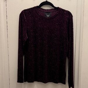 Johnny Was Deep Purple Long Sleeve Velvet Burnout Top